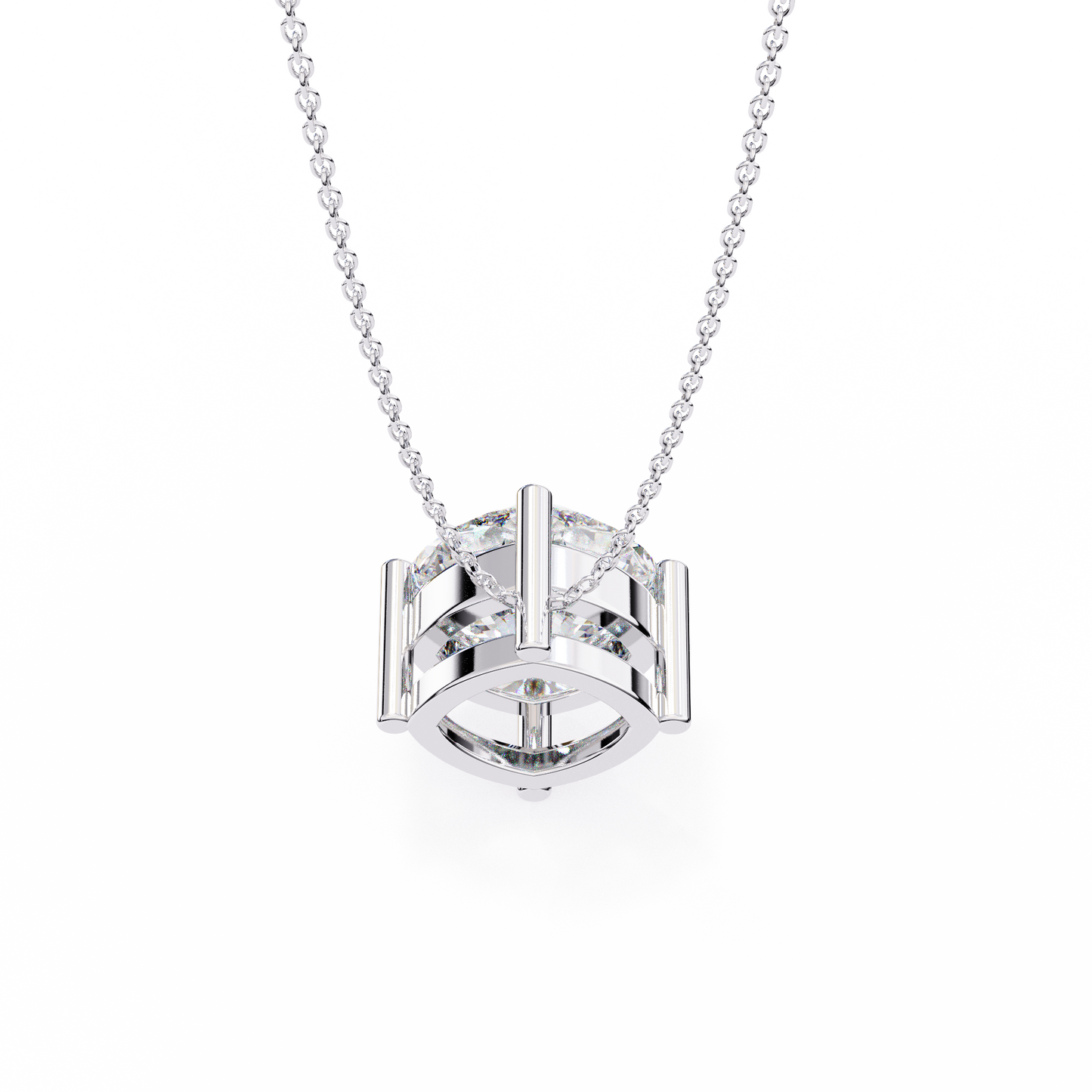 2.30 CT Cushion-Cut Lab-Grown Diamond Solitaire Pendant Necklace in 14K Gold & Platinum