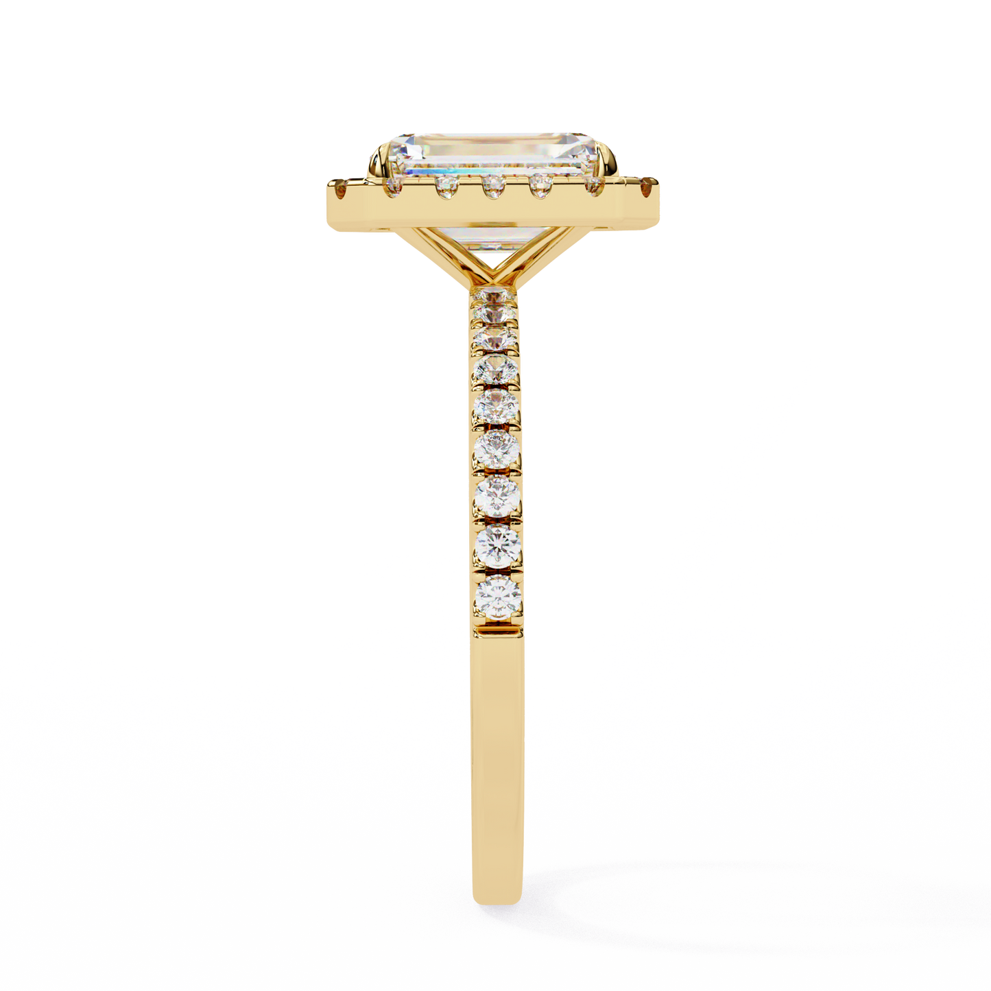2.02 CTW Emerald-Cut Lab-Grown Diamond Halo Pavé Engagement Ring in 14K Rose Gold