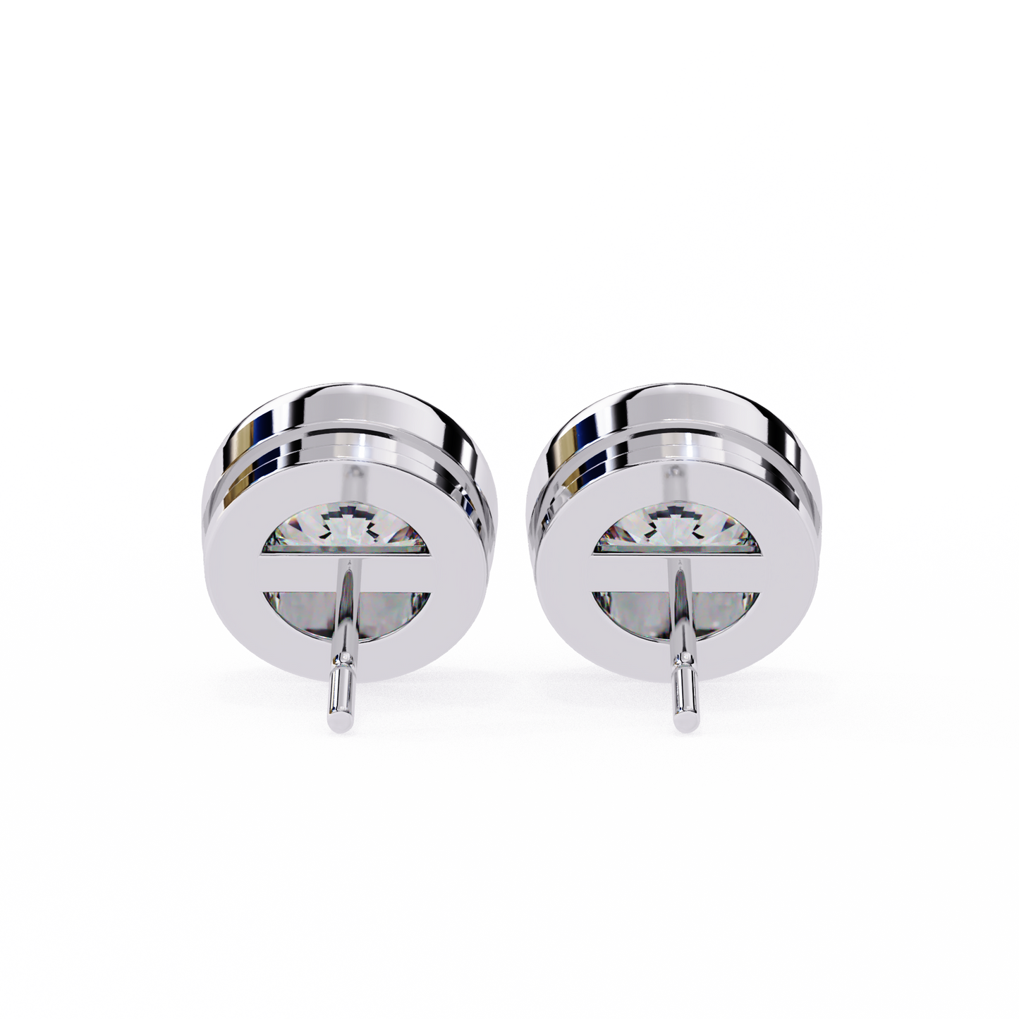 2.57 CTW Round Lab-Grown Diamond Bezel-Set Stud Earrings in 14K Gold