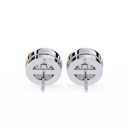 2.57 CTW Round Lab-Grown Diamond Bezel-Set Stud Earrings in 14K Gold