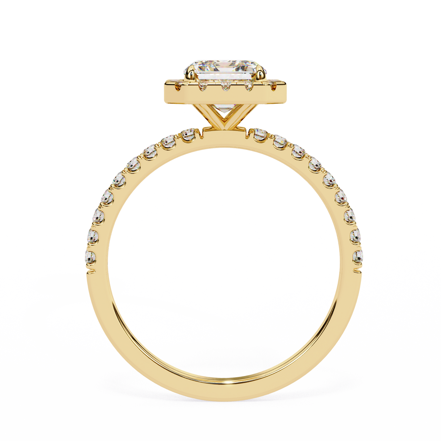 2.02 CTW Emerald-Cut Lab-Grown Diamond Halo Pavé Engagement Ring in 14K Rose Gold