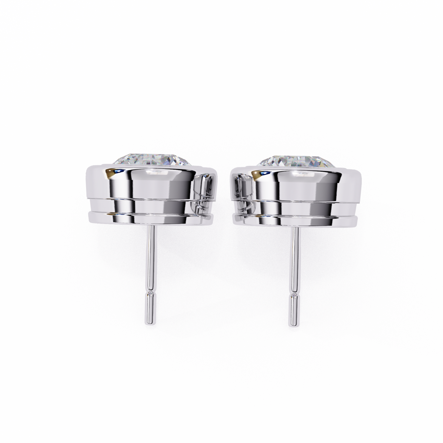 2.57 CTW Round Lab-Grown Diamond Bezel-Set Stud Earrings in 14K Gold