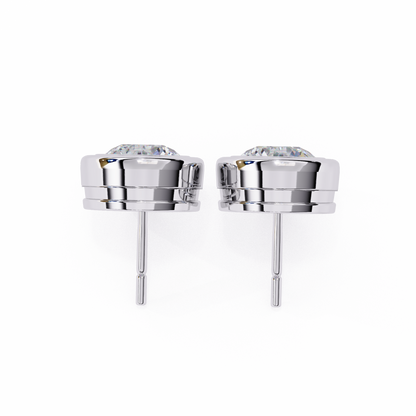 2.57 CTW Round Lab-Grown Diamond Bezel-Set Stud Earrings in 14K Gold
