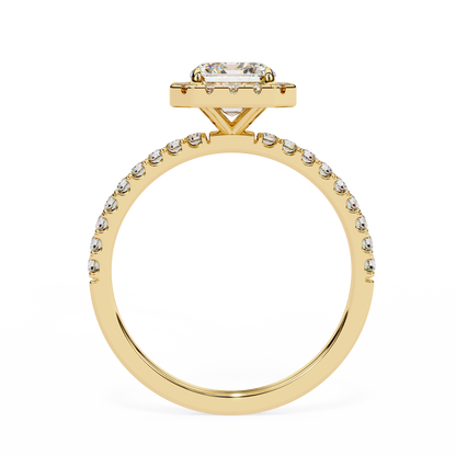 2.15 CTW Radiant-Cut Lab-Grown Diamond Halo Pavé Engagement Ring in 14K White Gold