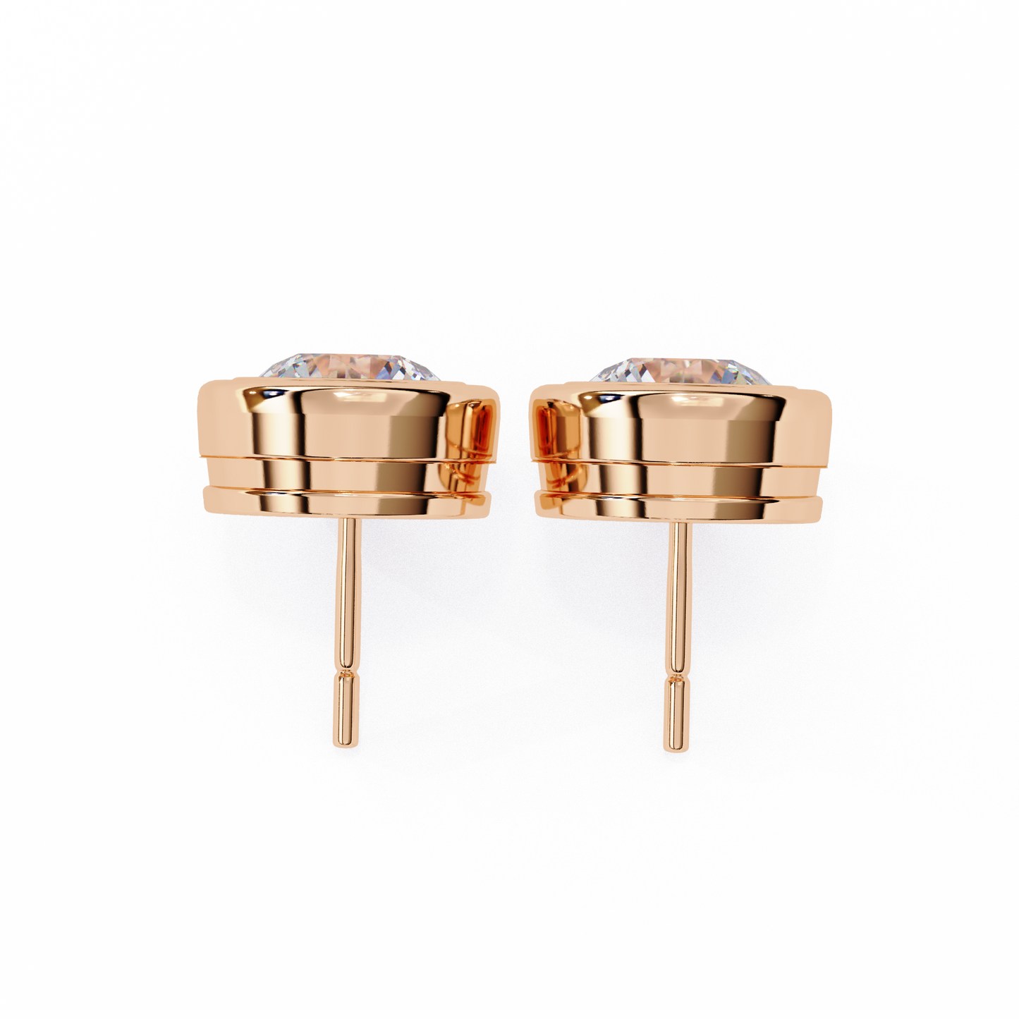 2.57 CTW Round Lab-Grown Diamond Bezel-Set Stud Earrings in 14K Gold