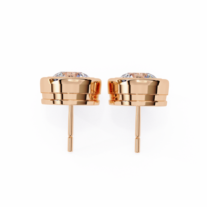 2.57 CTW Round Lab-Grown Diamond Bezel-Set Stud Earrings in 14K Gold