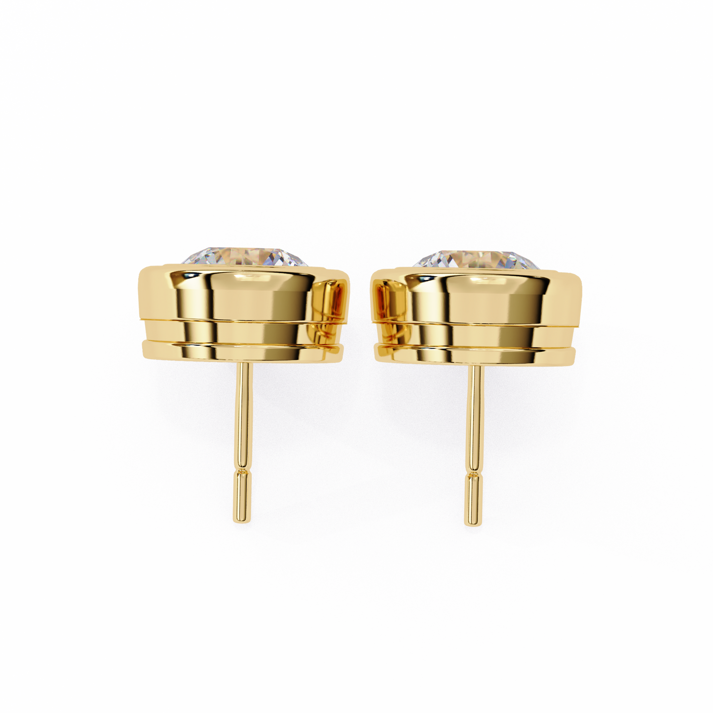 2.57 CTW Round Lab-Grown Diamond Bezel-Set Stud Earrings in 14K Gold