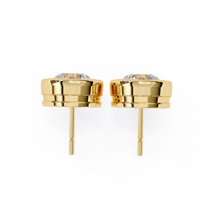 2.57 CTW Round Lab-Grown Diamond Bezel-Set Stud Earrings in 14K Gold