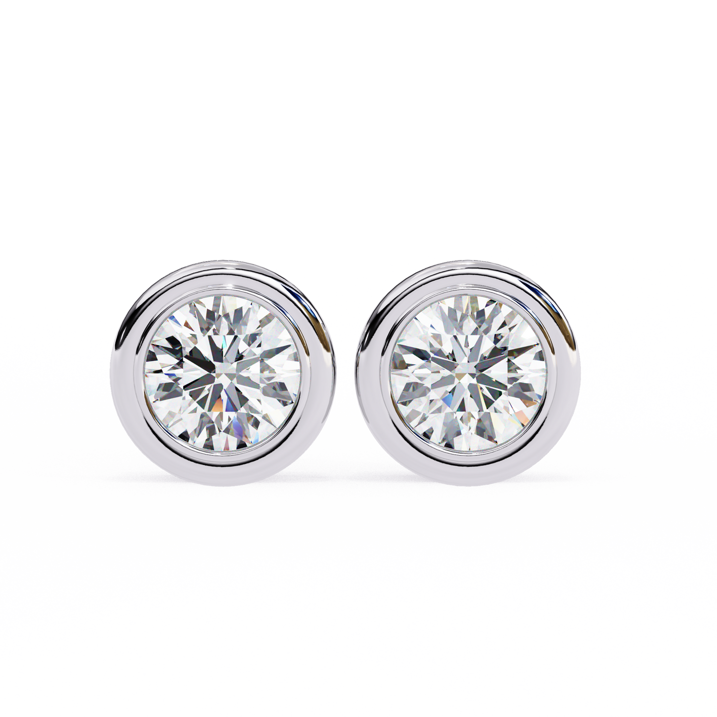 2.57 CTW Round Lab-Grown Diamond Bezel-Set Stud Earrings in 14K Gold