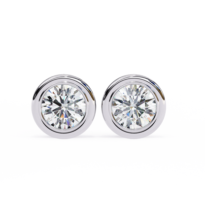 2.57 CTW Round Lab-Grown Diamond Bezel-Set Stud Earrings in 14K Gold
