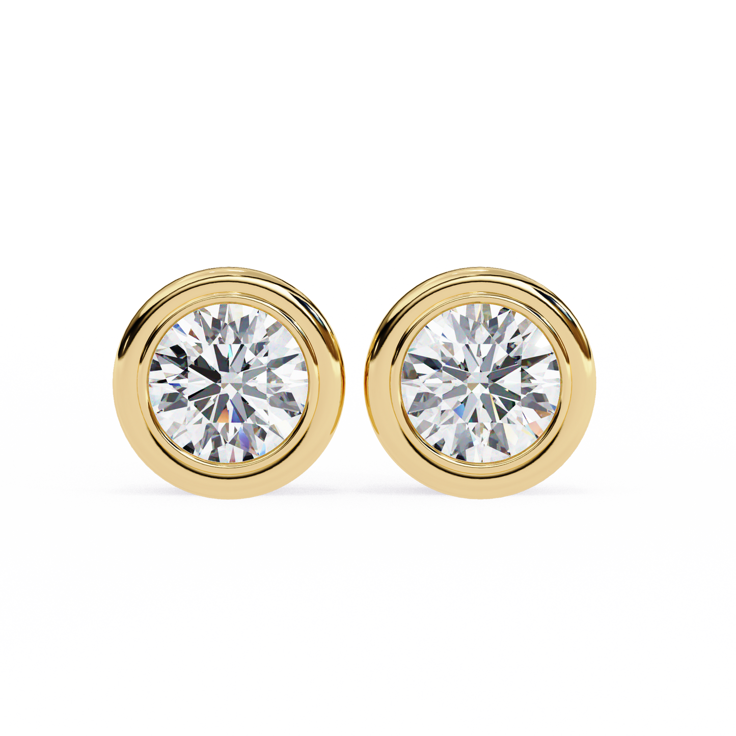 2.57 CTW Round Lab-Grown Diamond Bezel-Set Stud Earrings in 14K Gold
