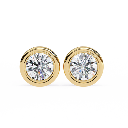 2.57 CTW Round Lab-Grown Diamond Bezel-Set Stud Earrings in 14K Gold