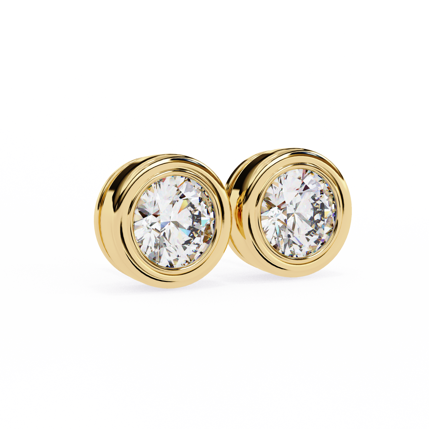 2.57 CTW Round Lab-Grown Diamond Bezel-Set Stud Earrings in 14K Gold