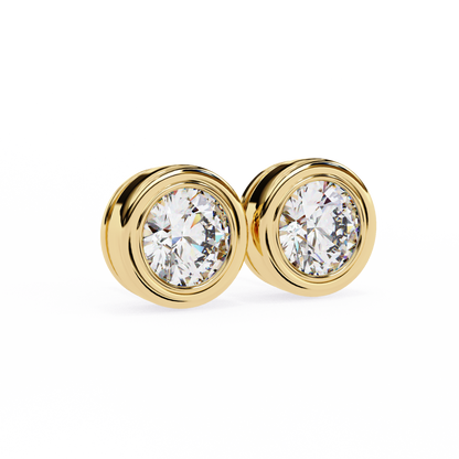 2.57 CTW Round Lab-Grown Diamond Bezel-Set Stud Earrings in 14K Gold
