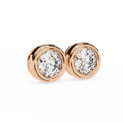 2.57 CTW Round Lab-Grown Diamond Bezel-Set Stud Earrings in 14K Gold