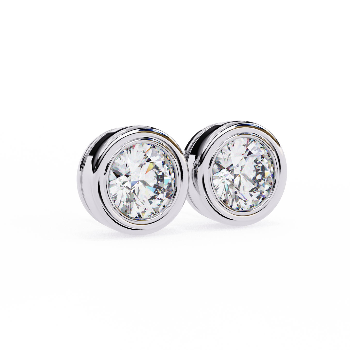 2.57 CTW Round Lab-Grown Diamond Bezel-Set Stud Earrings in 14K Gold