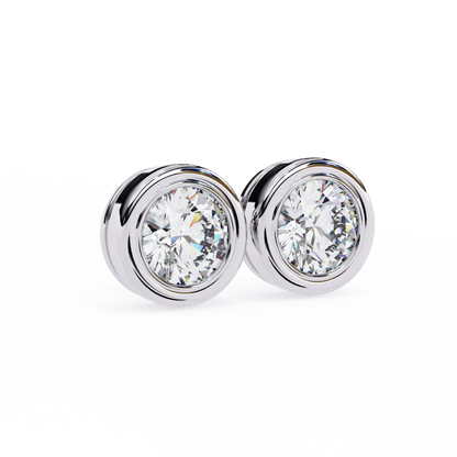 2.57 CTW Round Lab-Grown Diamond Bezel-Set Stud Earrings in 14K Gold