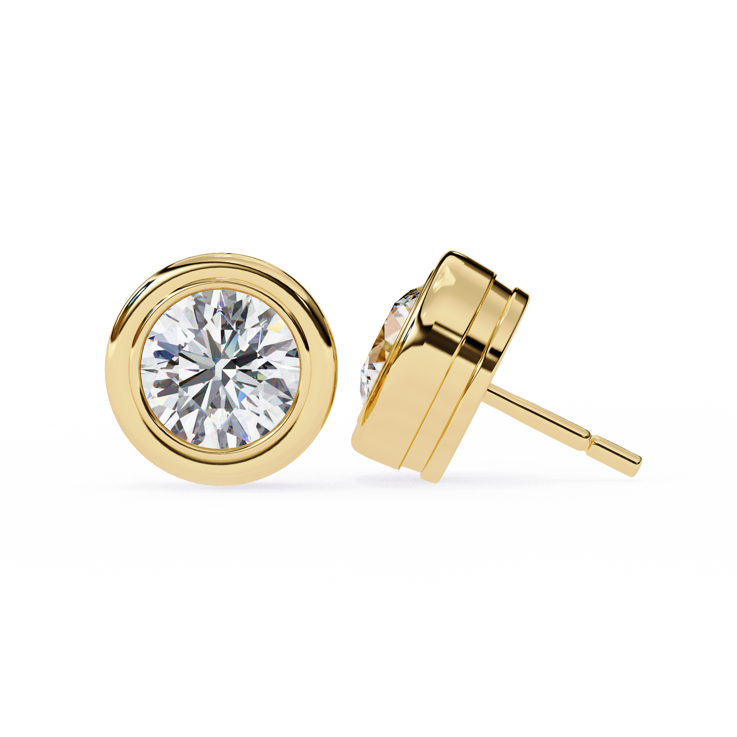 2.57 CTW Round Lab-Grown Diamond Bezel-Set Stud Earrings in 14K Gold