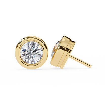 2.57 CTW Round Lab-Grown Diamond Bezel-Set Stud Earrings in 14K Gold
