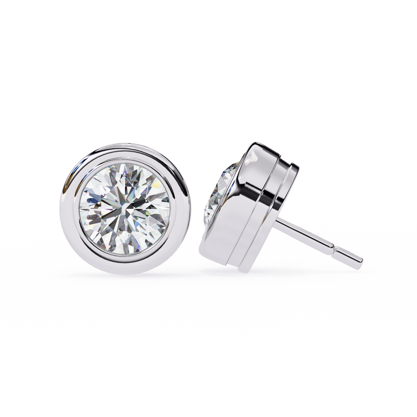 2.57 CTW Round Lab-Grown Diamond Bezel-Set Stud Earrings in 14K Gold