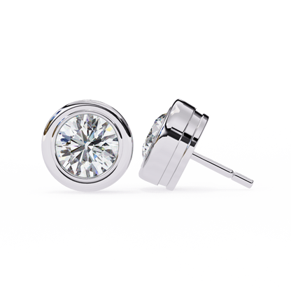 2.57 CTW Round Lab-Grown Diamond Bezel-Set Stud Earrings in 14K Gold