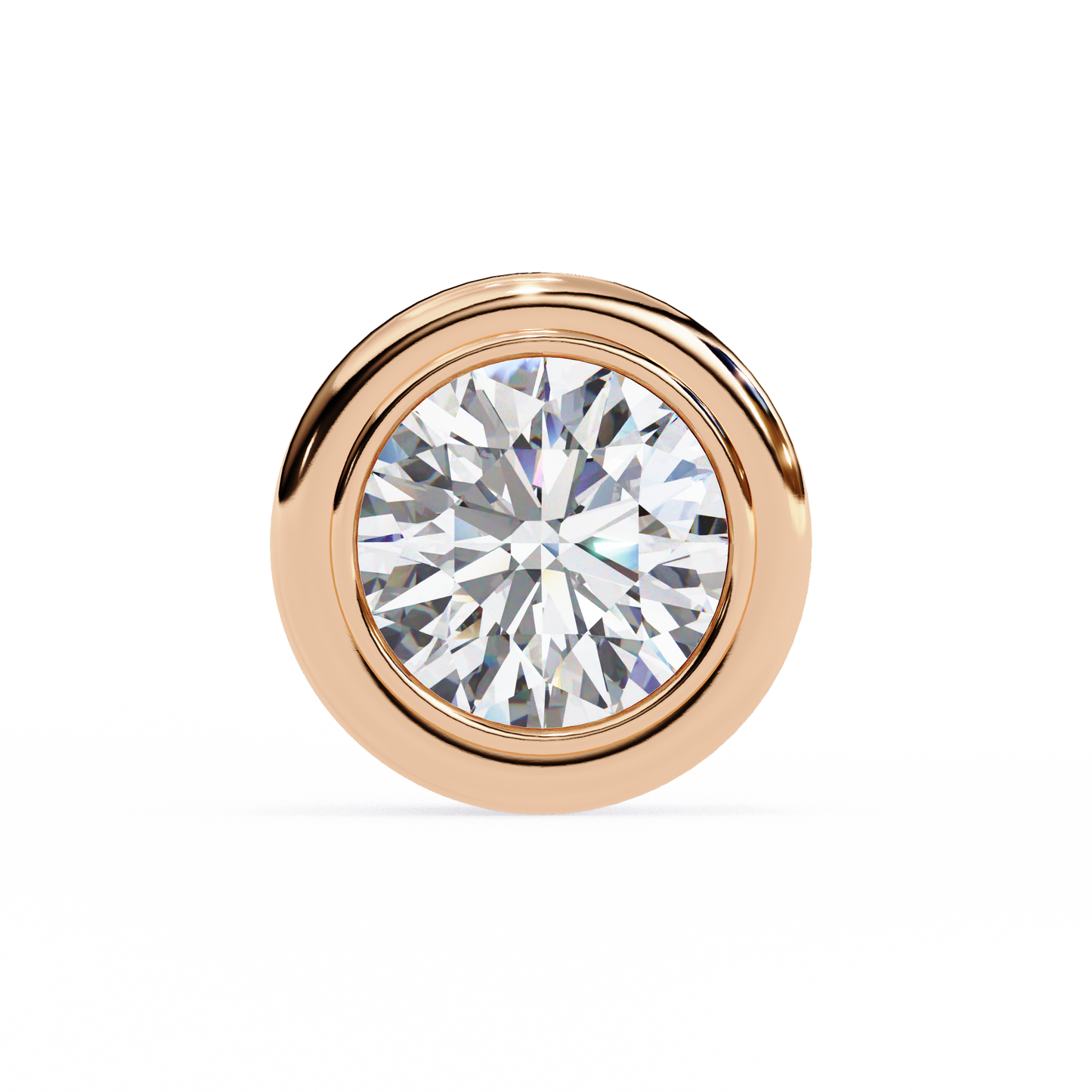 2.57 CTW Round Lab-Grown Diamond Bezel-Set Stud Earrings in 14K Gold