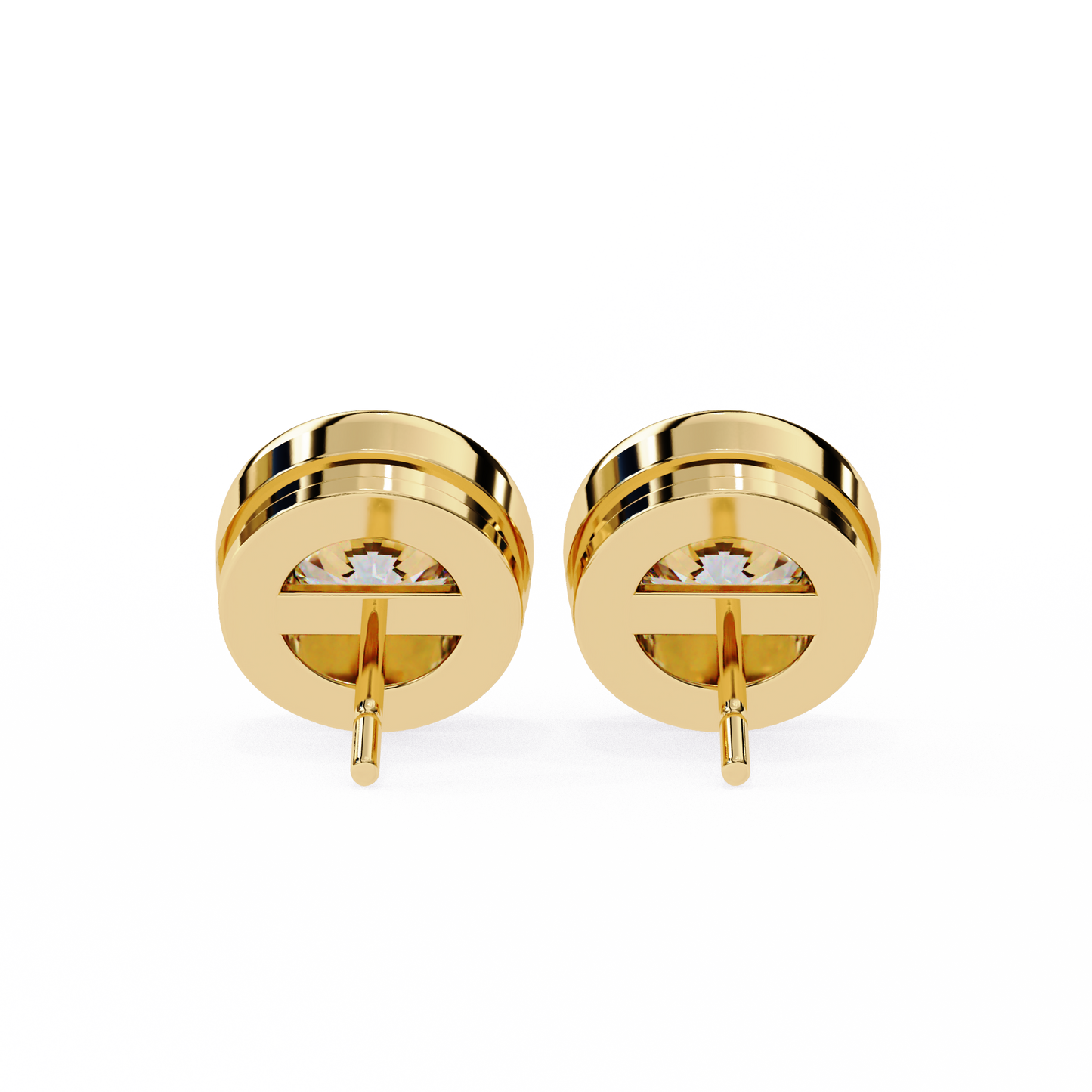 2.57 CTW Round Lab-Grown Diamond Bezel-Set Stud Earrings in 14K Gold