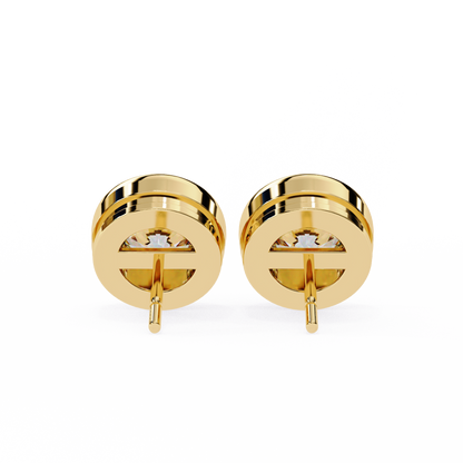 2.57 CTW Round Lab-Grown Diamond Bezel-Set Stud Earrings in 14K Gold
