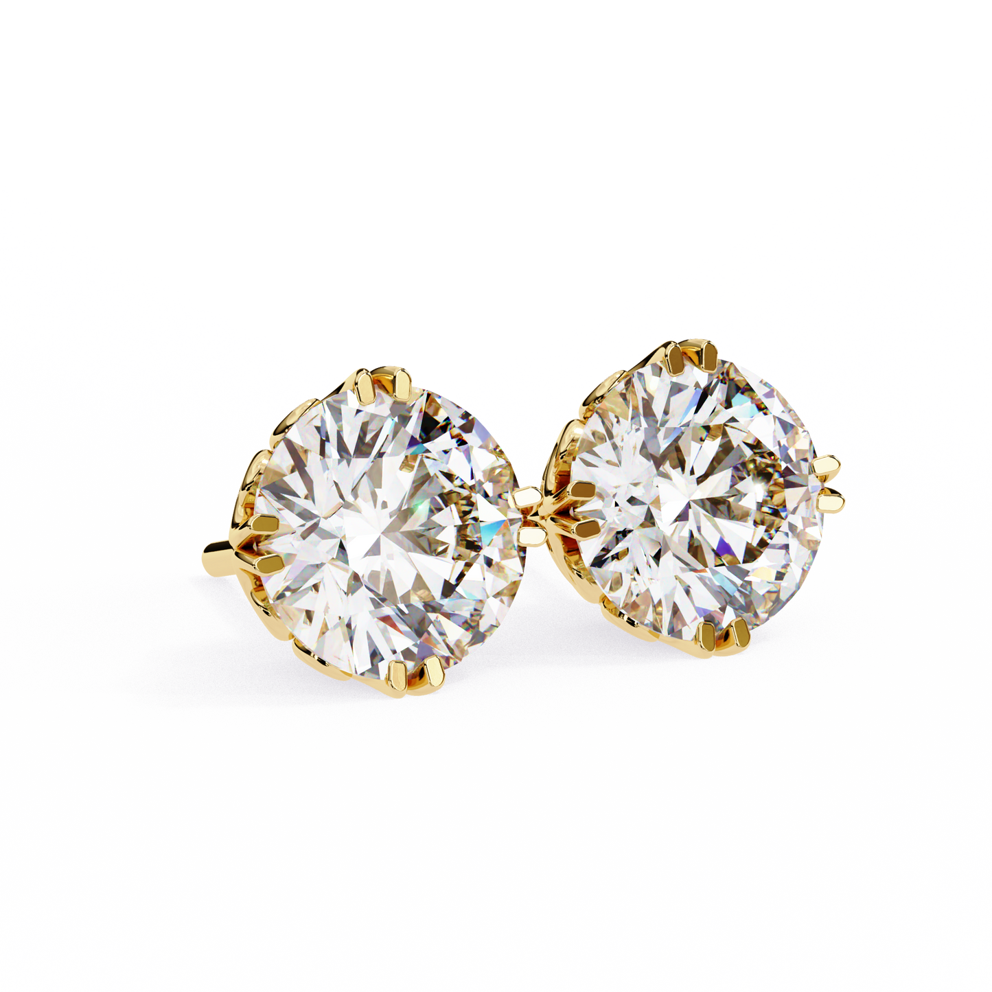 2.57 CTW Round Lab-Grown Diamond Filigree Eight-Prong Stud Earrings in 14K Gold