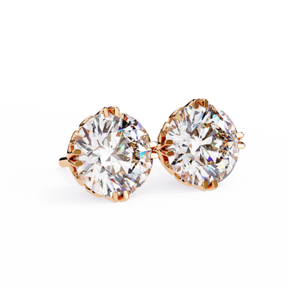 2.57 CTW Round Lab-Grown Diamond Filigree Eight-Prong Stud Earrings in 14K Gold