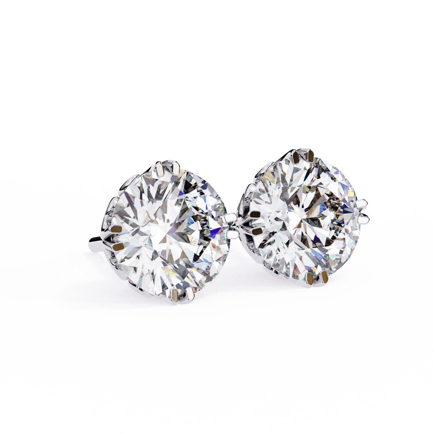 2.57 CTW Round Lab-Grown Diamond Filigree Eight-Prong Stud Earrings in 14K Gold