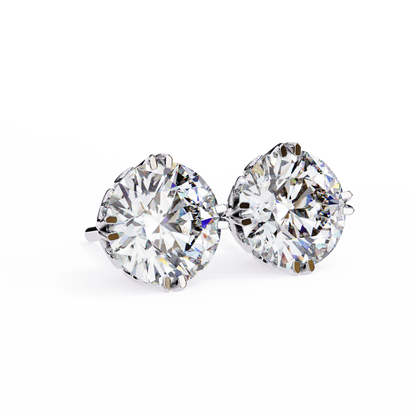 2.57 CTW Round Lab-Grown Diamond Filigree Eight-Prong Stud Earrings in 14K Gold