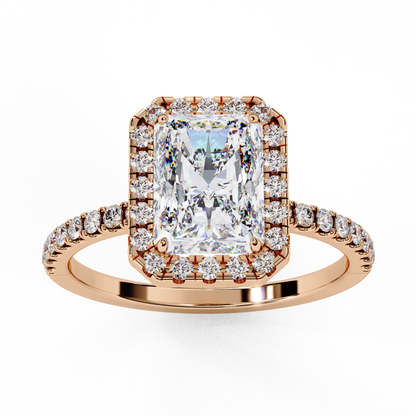 2.15 CTW Radiant-Cut Lab-Grown Diamond Halo Pavé Engagement Ring in 14K White Gold