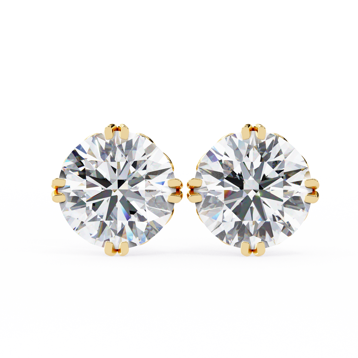 2.57 CTW Round Lab-Grown Diamond Filigree Eight-Prong Stud Earrings in 14K Gold