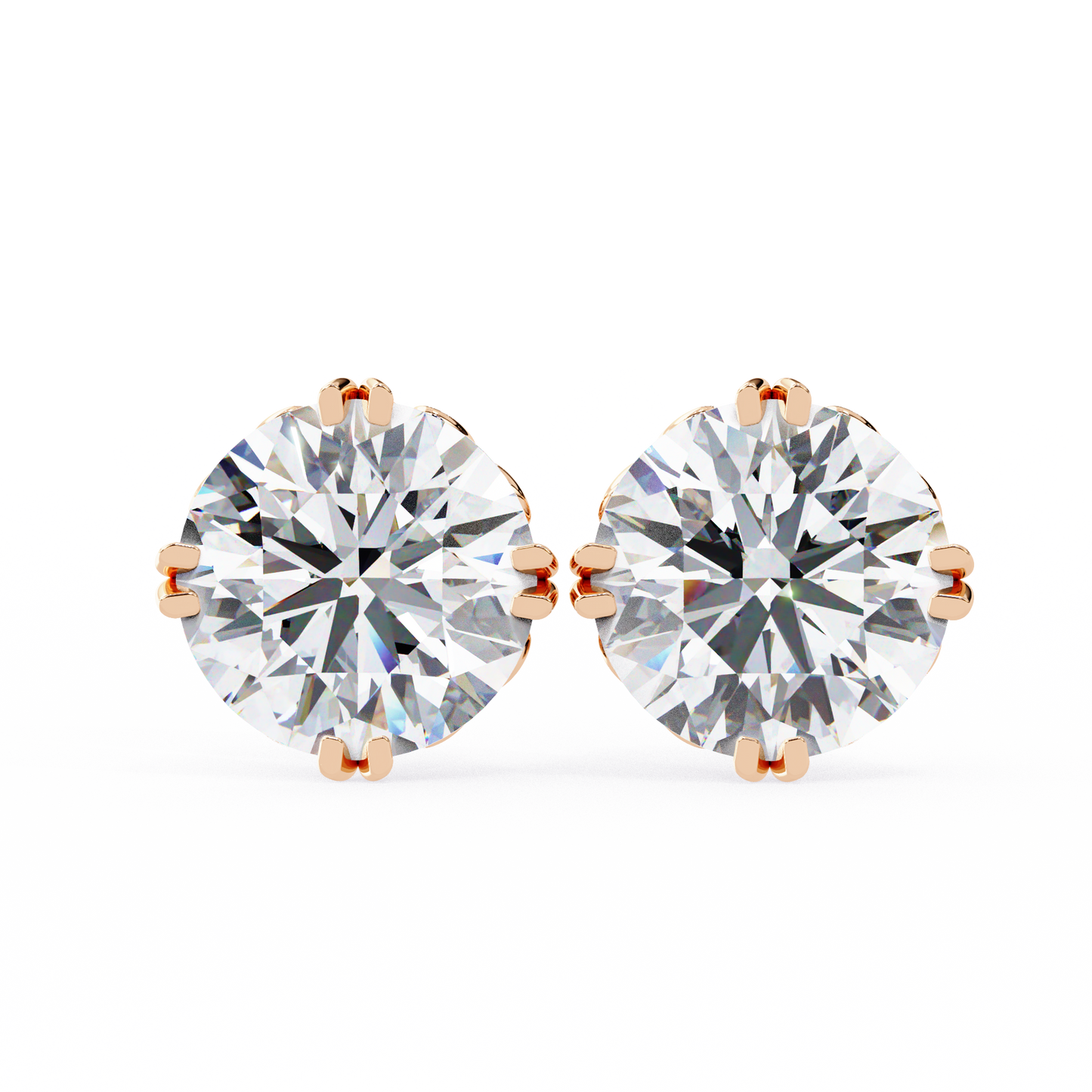 2.57 CTW Round Lab-Grown Diamond Filigree Eight-Prong Stud Earrings in 14K Gold
