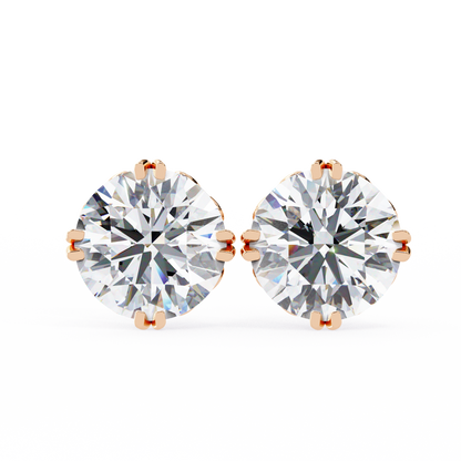 2.57 CTW Round Lab-Grown Diamond Filigree Eight-Prong Stud Earrings in 14K Gold