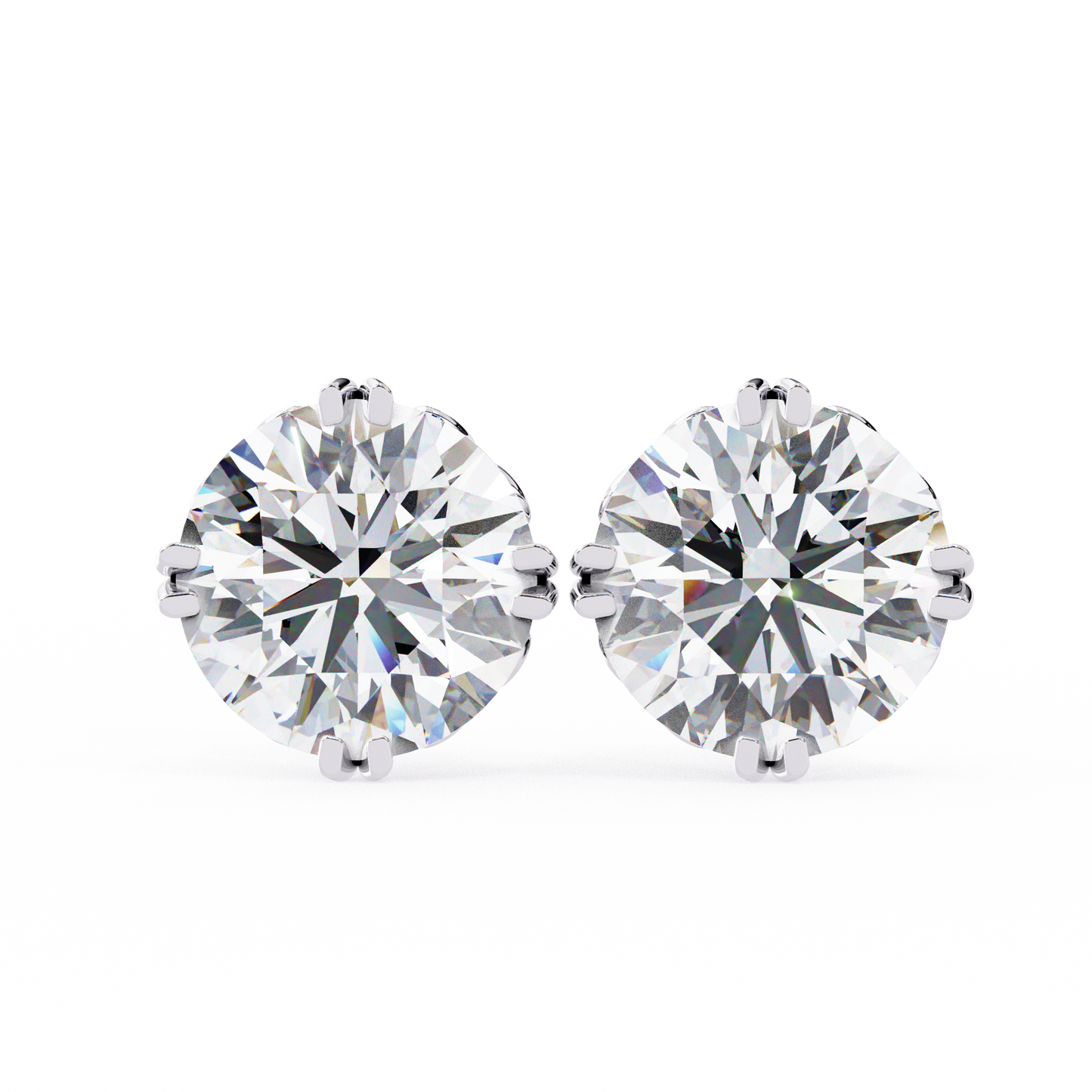 2.57 CTW Round Lab-Grown Diamond Filigree Eight-Prong Stud Earrings in 14K Gold