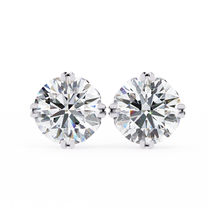 2.57 CTW Round Lab-Grown Diamond Filigree Eight-Prong Stud Earrings in 14K Gold