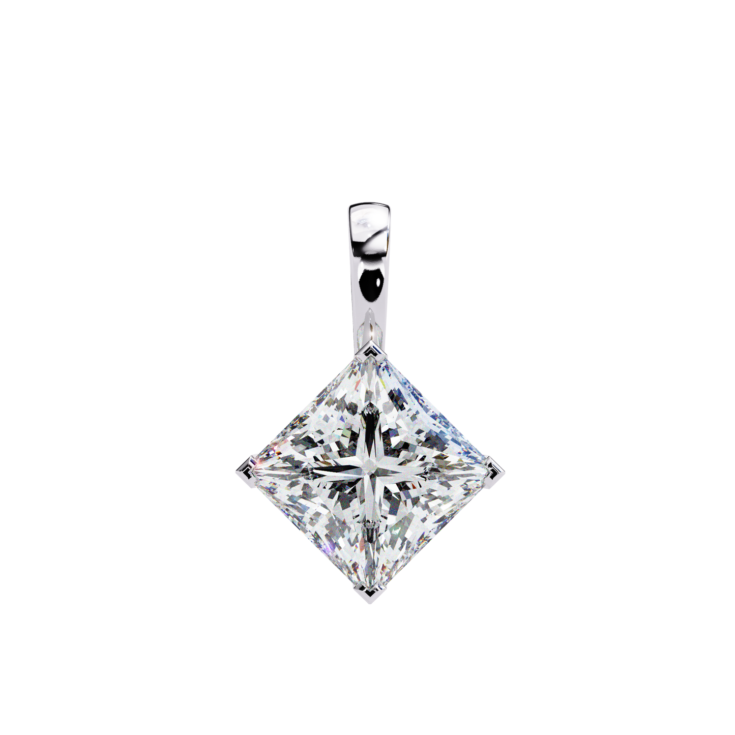 2.90 CT Princess-Cut Lab-Grown Diamond Pendant Necklace in 14K Gold & Platinum