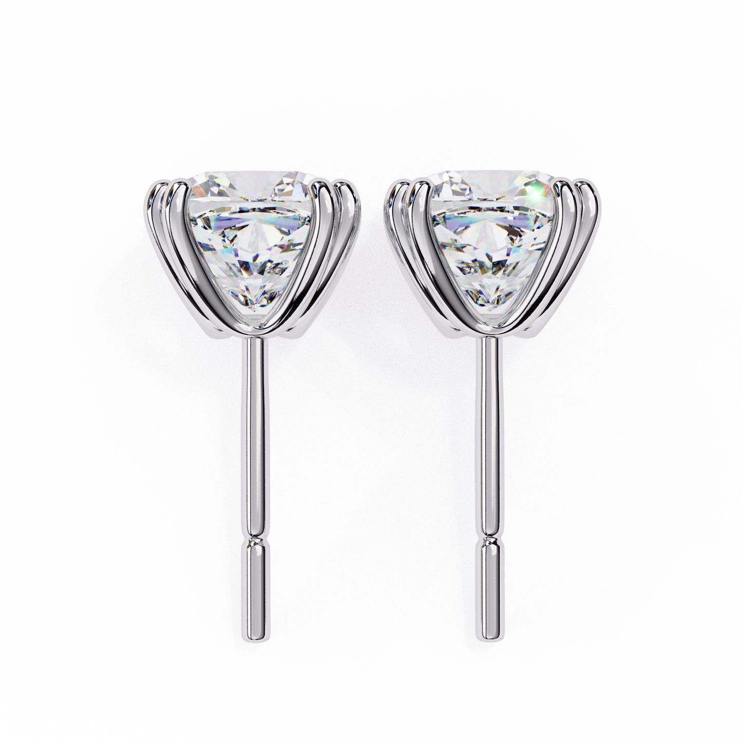 2.24 CTW Cushion-Cut Lab-Grown Diamond Double-Claw Stud Earrings in 14K Gold