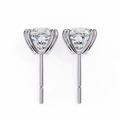 2.24 CTW Cushion-Cut Lab-Grown Diamond Double-Claw Stud Earrings in 14K Gold