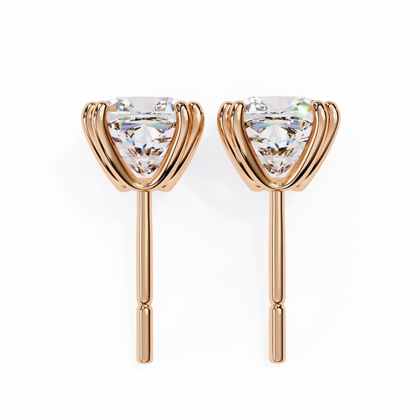 2.24 CTW Cushion-Cut Lab-Grown Diamond Double-Claw Stud Earrings in 14K Gold