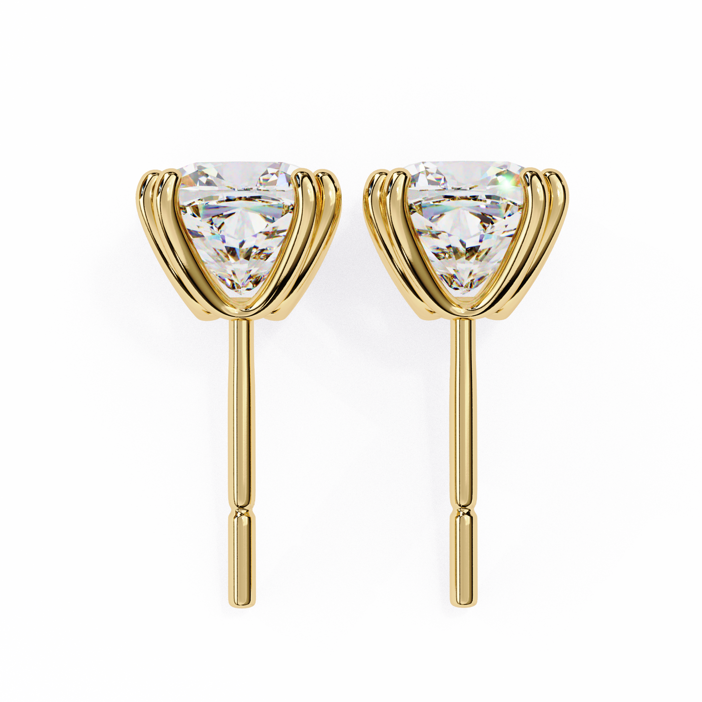 2.24 CTW Cushion-Cut Lab-Grown Diamond Double-Claw Stud Earrings in 14K Gold