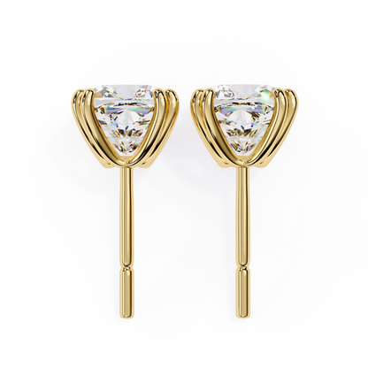 2.24 CTW Cushion-Cut Lab-Grown Diamond Double-Claw Stud Earrings in 14K Gold