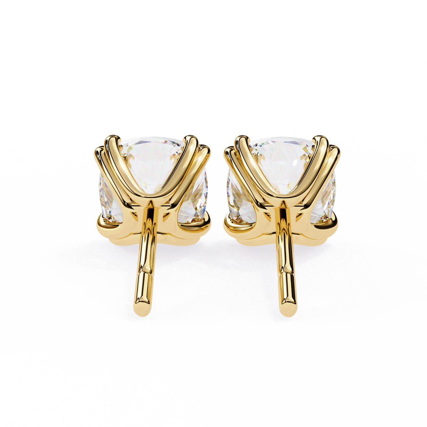 2.24 CTW Cushion-Cut Lab-Grown Diamond Double-Claw Stud Earrings in 14K Gold