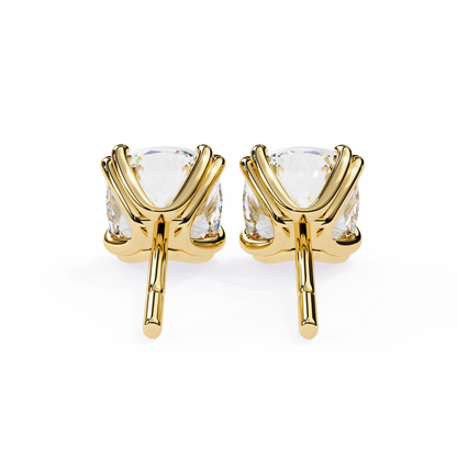 2.24 CTW Cushion-Cut Lab-Grown Diamond Double-Claw Stud Earrings in 14K Gold