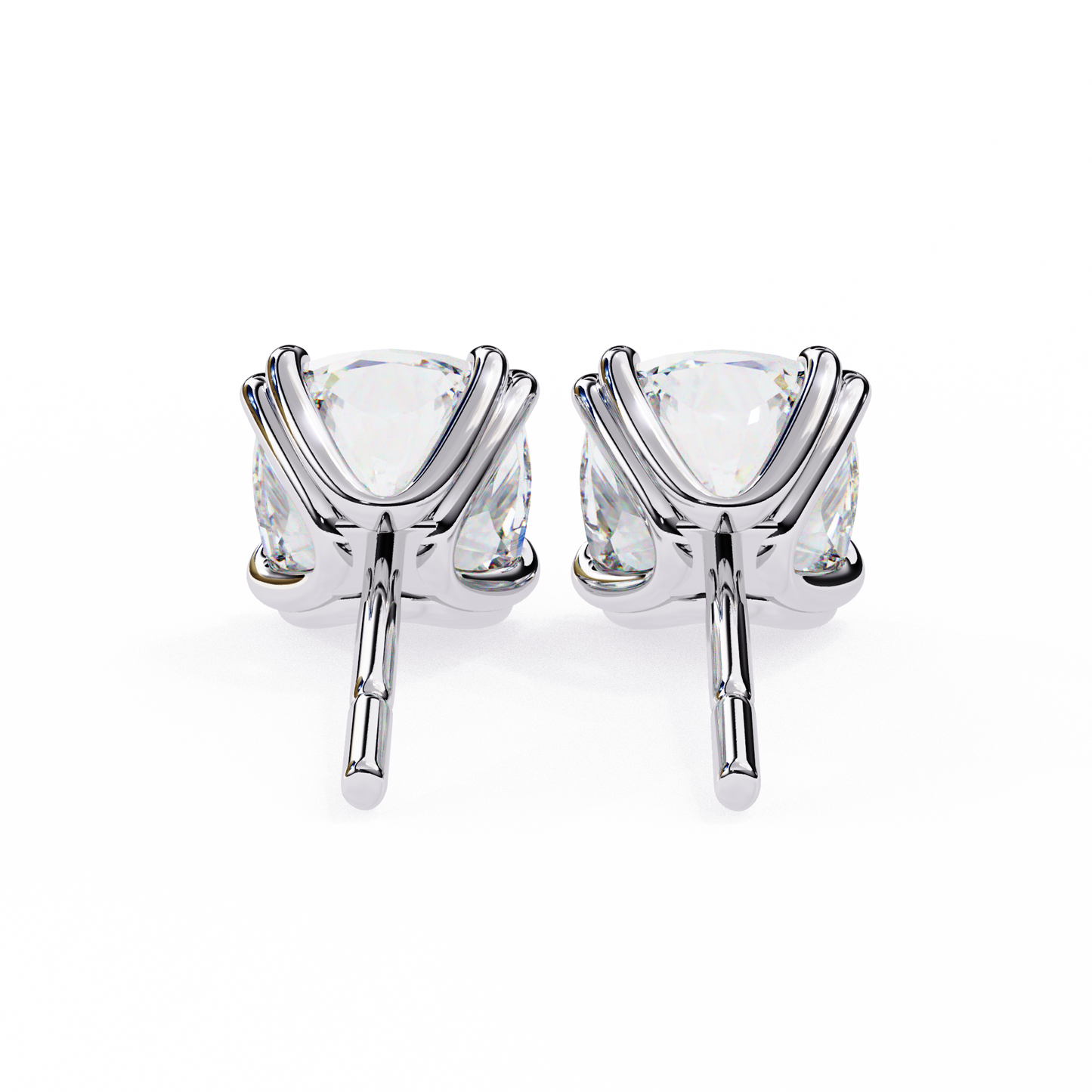 2.24 CTW Cushion-Cut Lab-Grown Diamond Double-Claw Stud Earrings in 14K Gold
