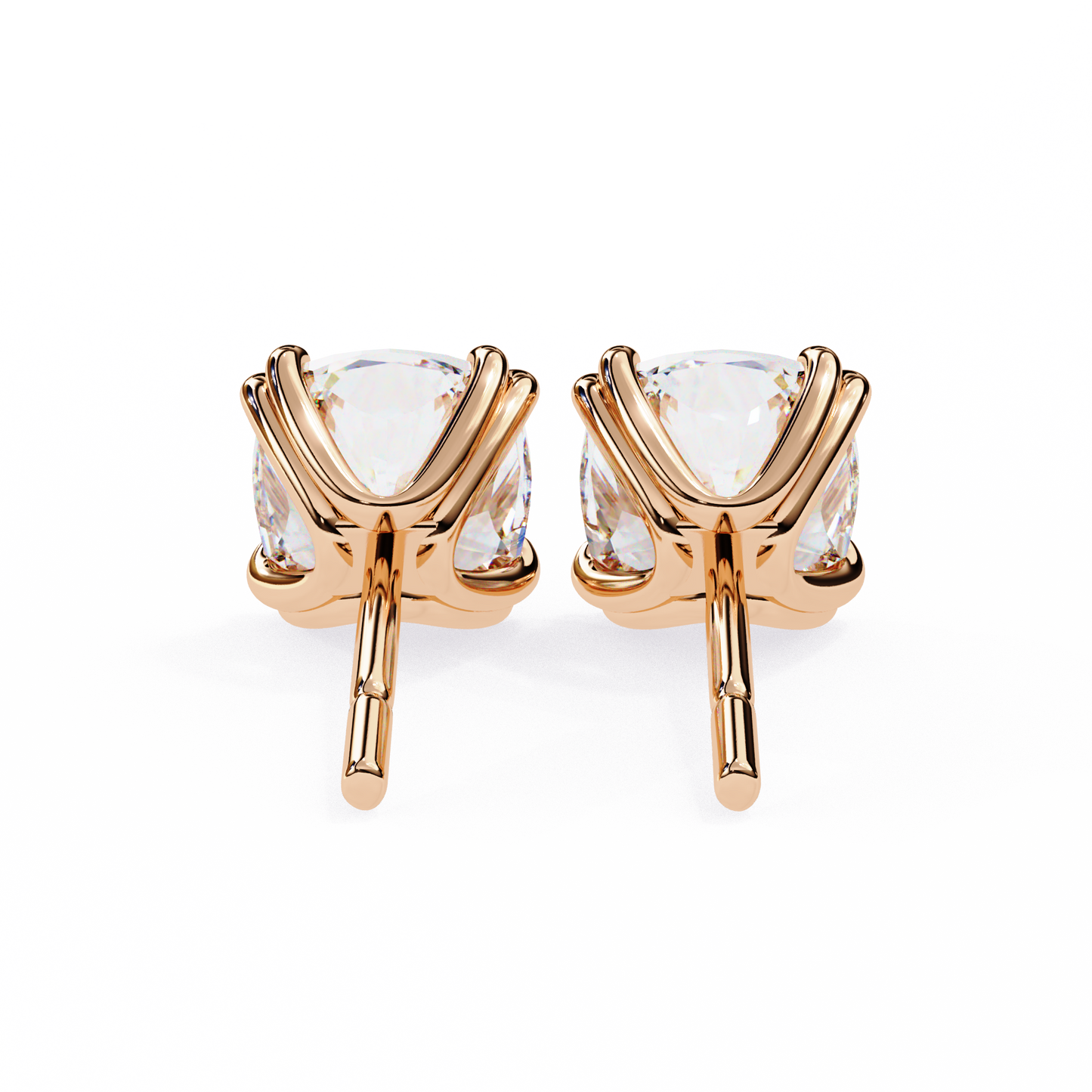 2.24 CTW Cushion-Cut Lab-Grown Diamond Double-Claw Stud Earrings in 14K Gold