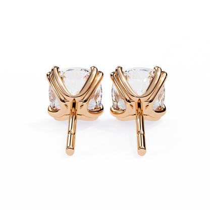 2.24 CTW Cushion-Cut Lab-Grown Diamond Double-Claw Stud Earrings in 14K Gold