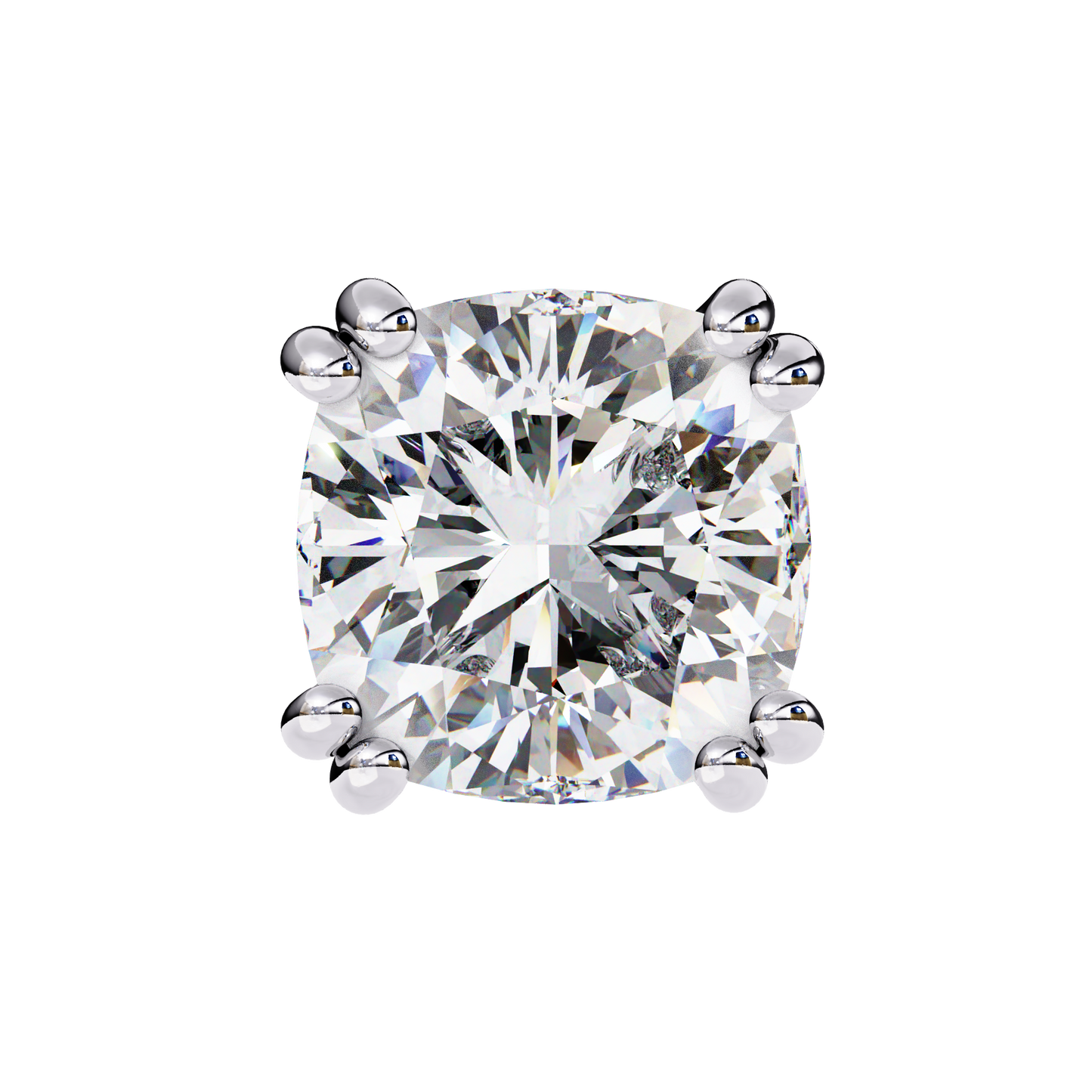2.24 CTW Cushion-Cut Lab-Grown Diamond Double-Claw Stud Earrings in 14K Gold